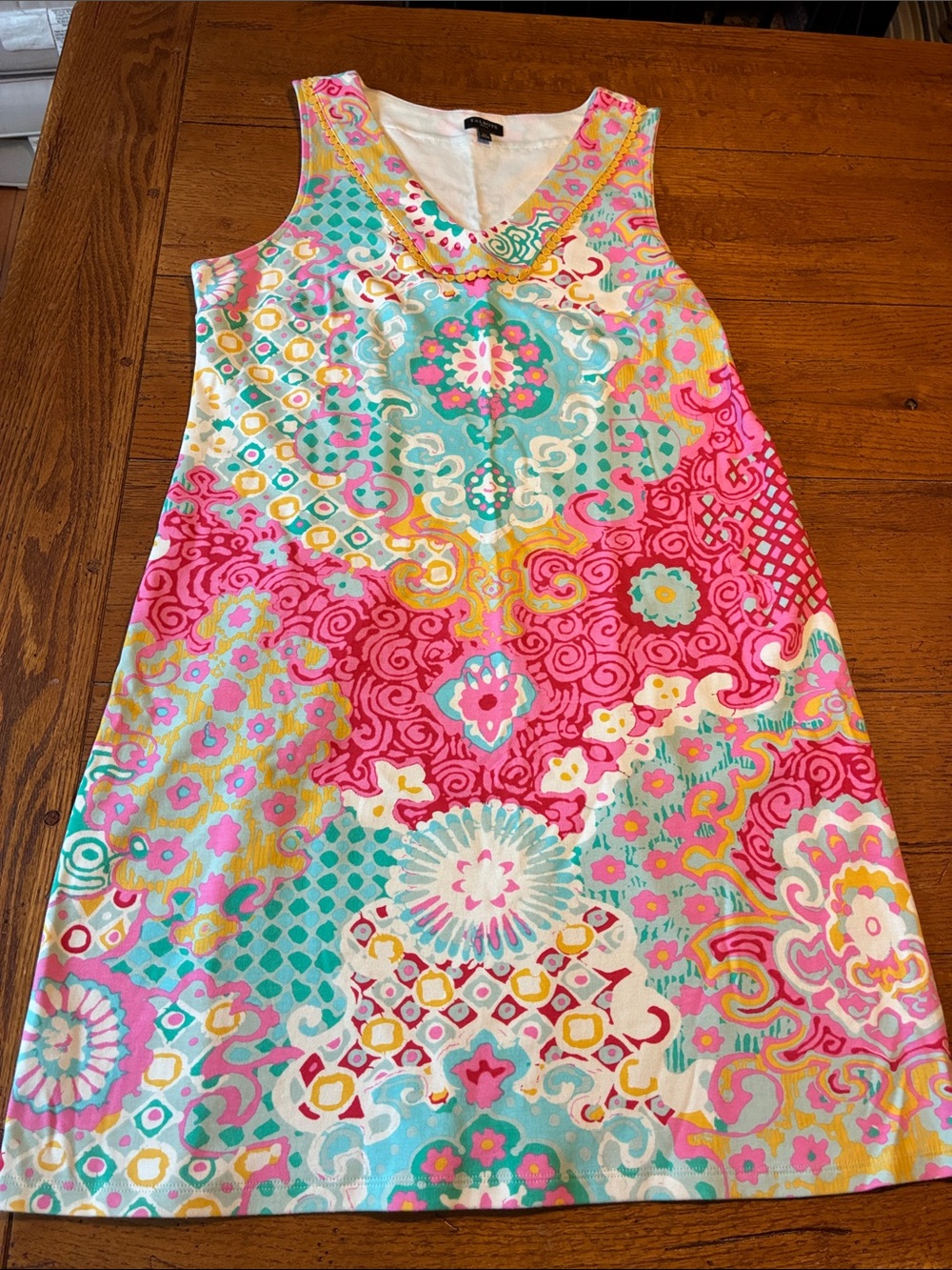 Talbots Vibrant Floral Sleeveless Dress in Pink, Turquoise & Yellow